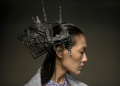 Showcased at China Fashion Week, this metal headpiece depicts several world landmarks